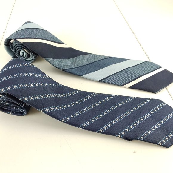Designer Creations Men's Neck Ties Lot of 2 Blue 39 Vintage Polyester - Picture 1 of 5